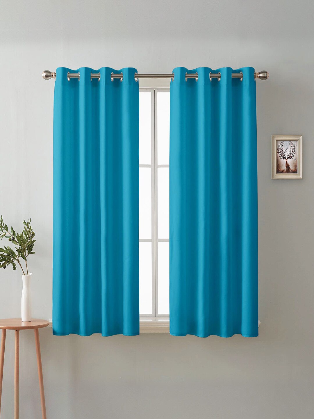 

Cloth Fusion Turquoise 2 Pieces Room Darkening Blackout Window Curtains, Turquoise blue