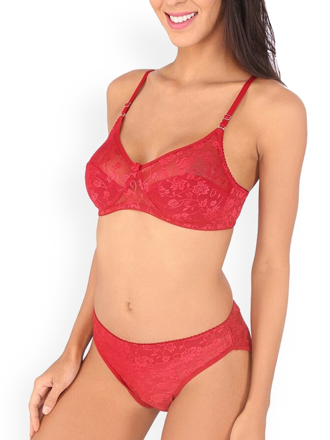 

Bralux Self-Design Laced Lingerie Set BRALUX_MADHU_MAROON_SIZE_32
