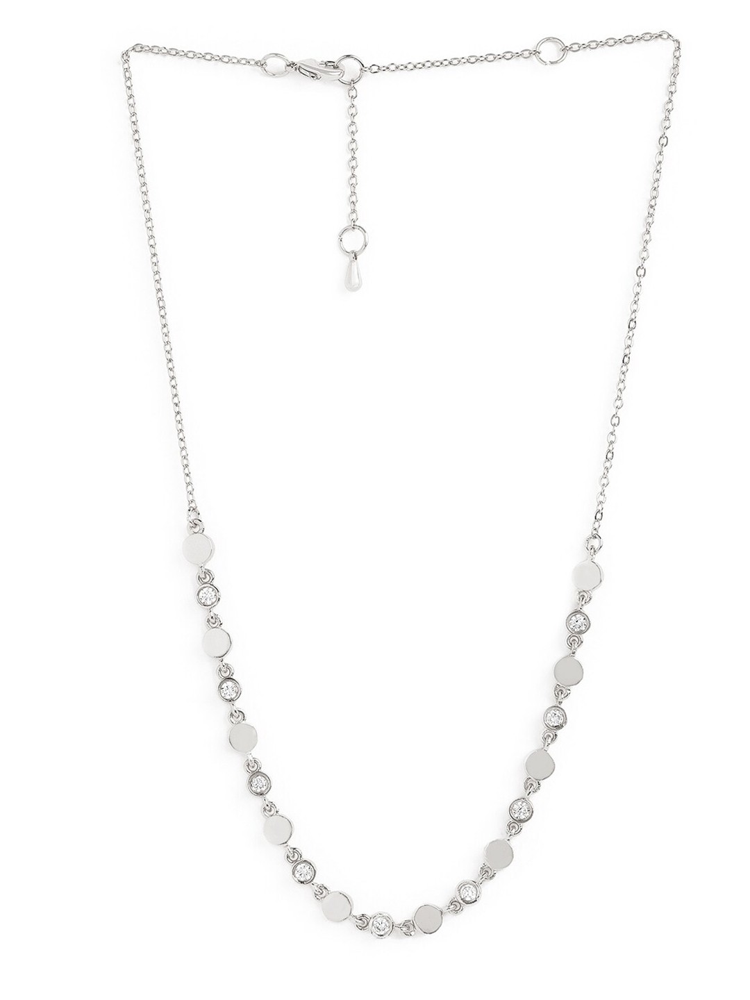 

MINUTIAE Silver Plated Crystals Studded Necklace