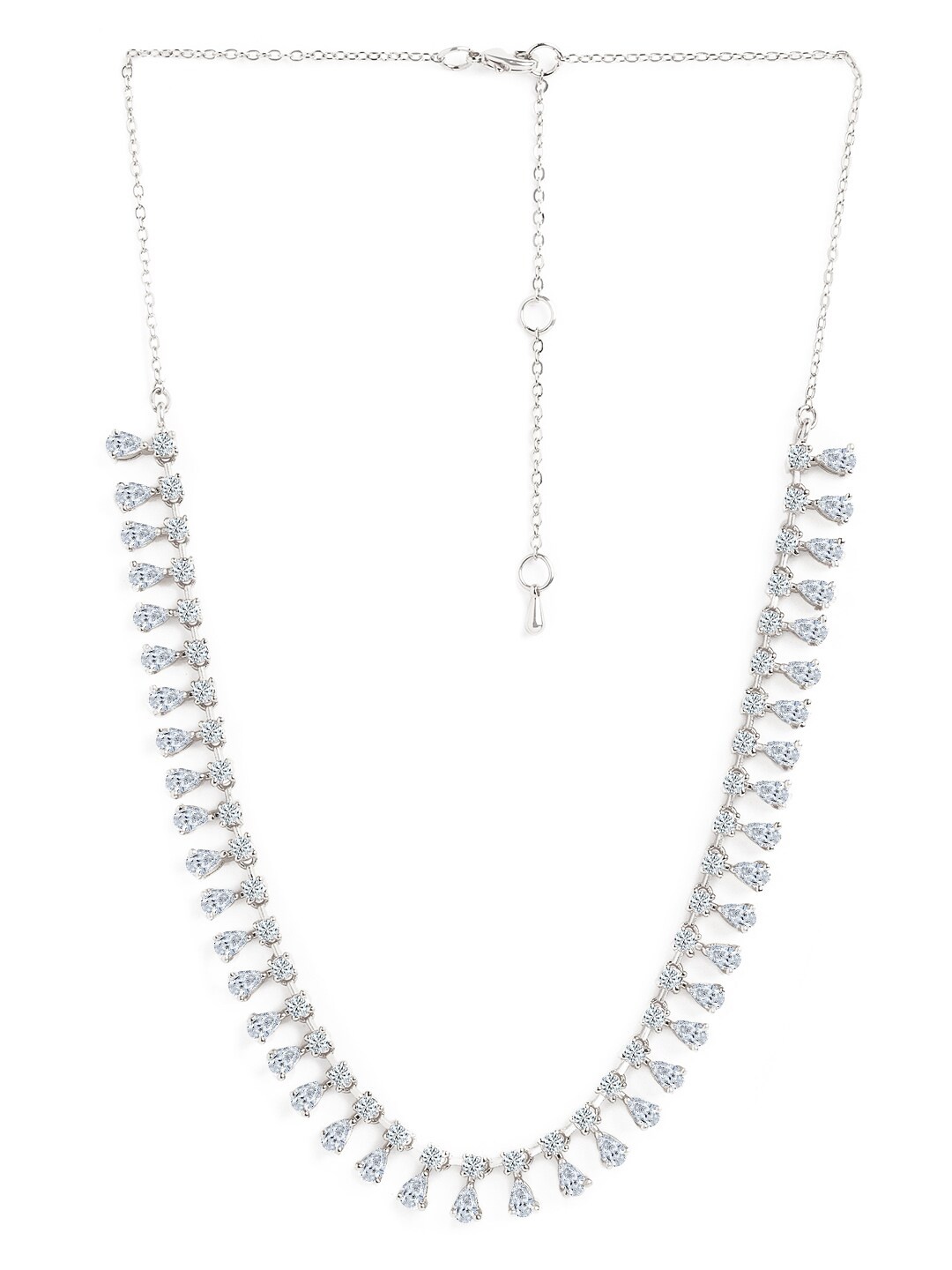 

MINUTIAE Silver Plated Crystals Studded Necklace