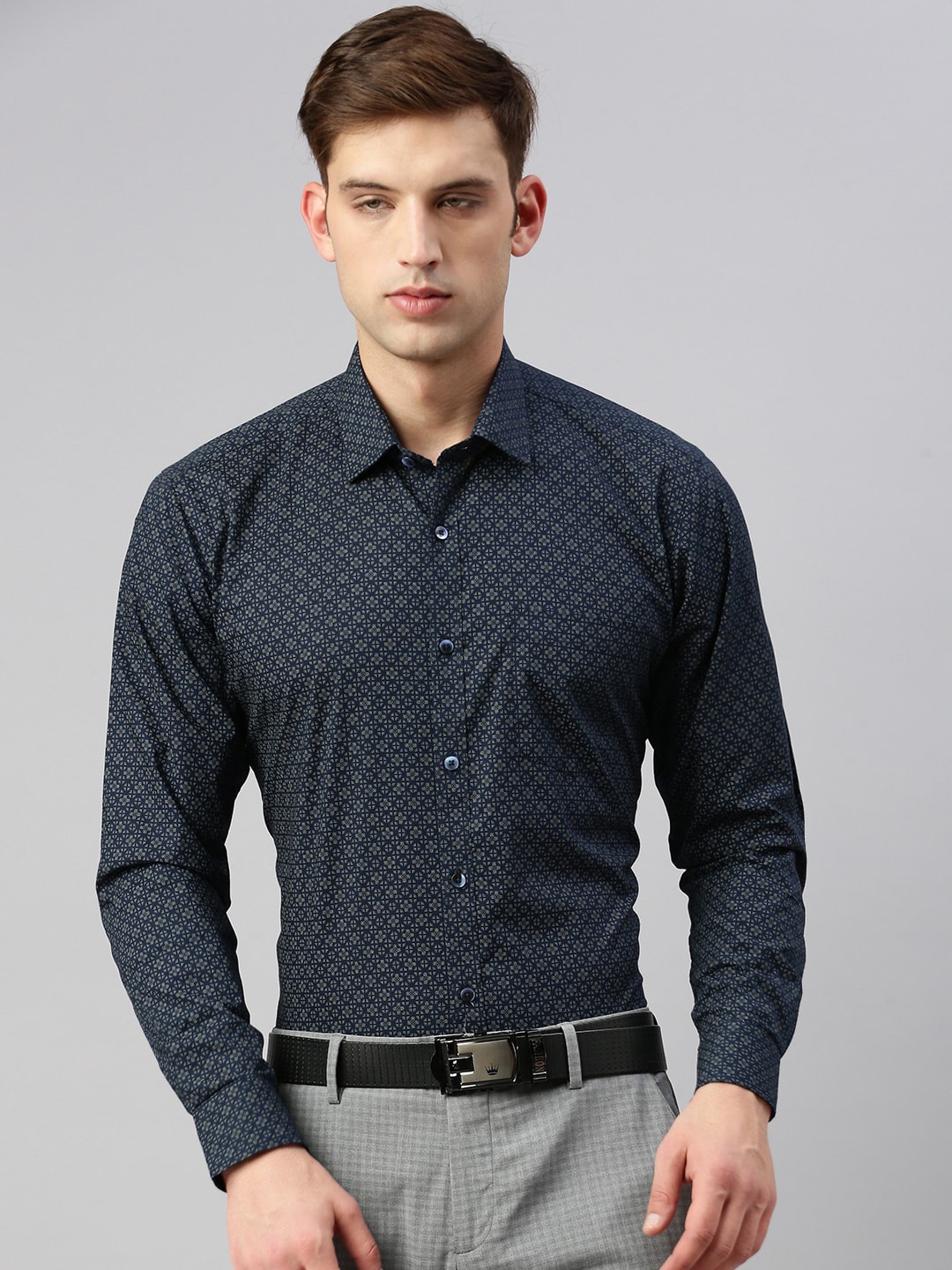 

ZEDD Floral Printed Cotton Formal Shirt, Blue