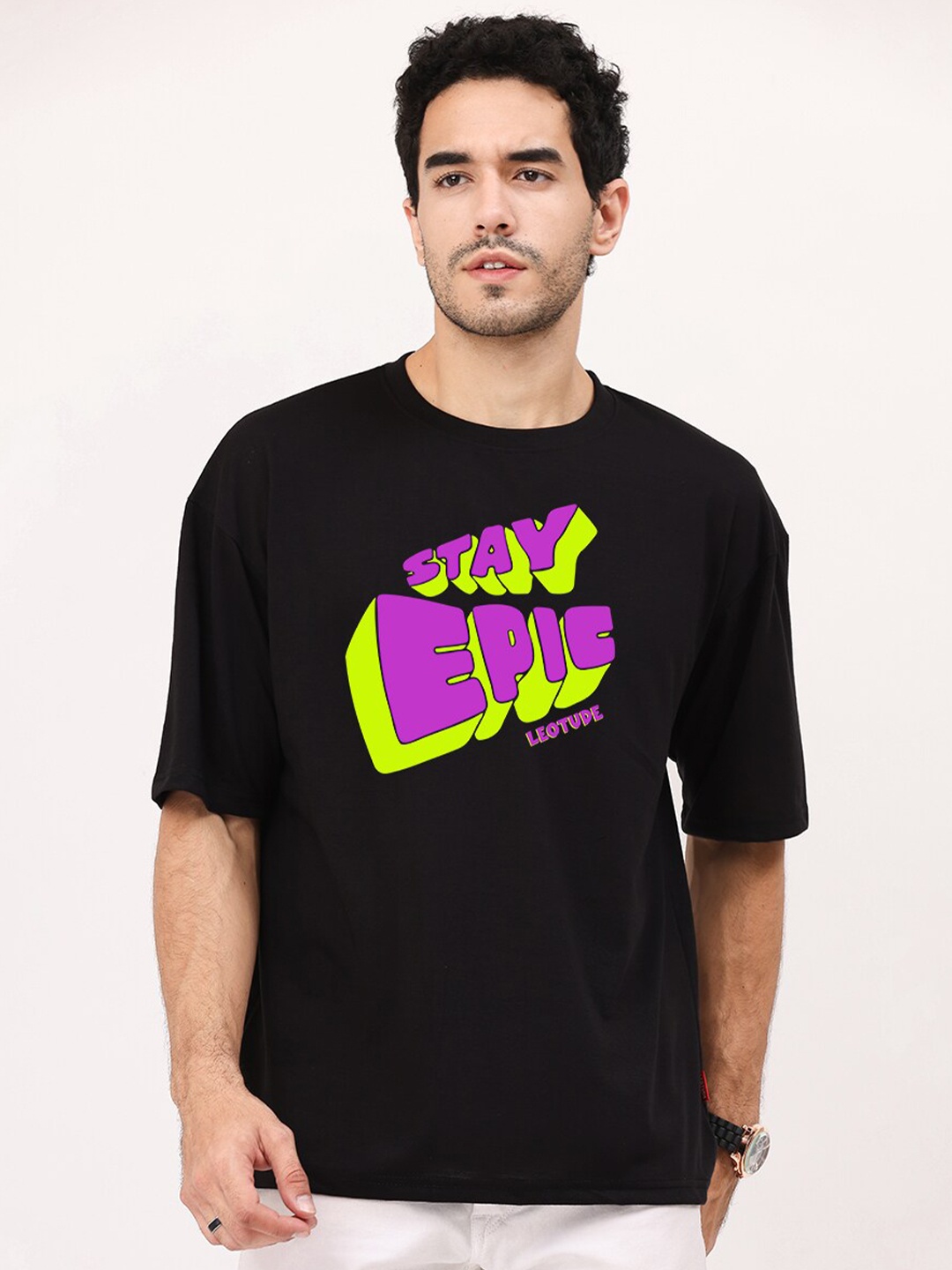 

Leotude Typography Printed T-shirt, Black