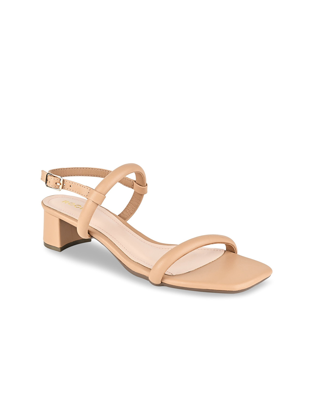 

Rocia Open Toe Block Heels With Buckles, Beige
