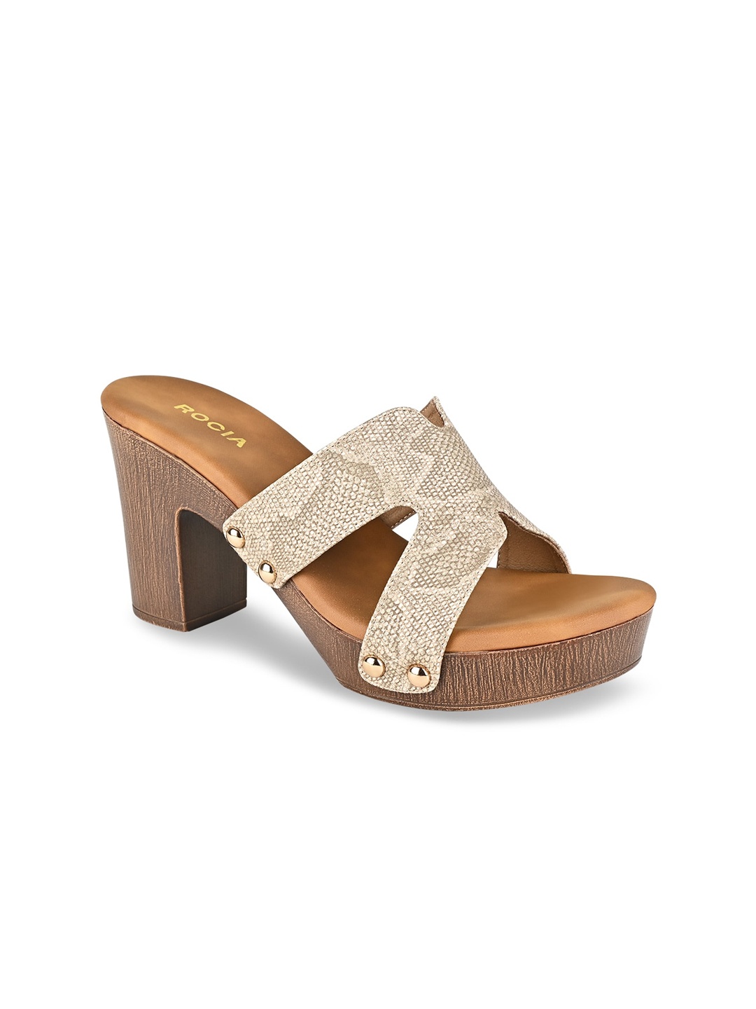 

Rocia Printed Platform Heel Mules, Beige