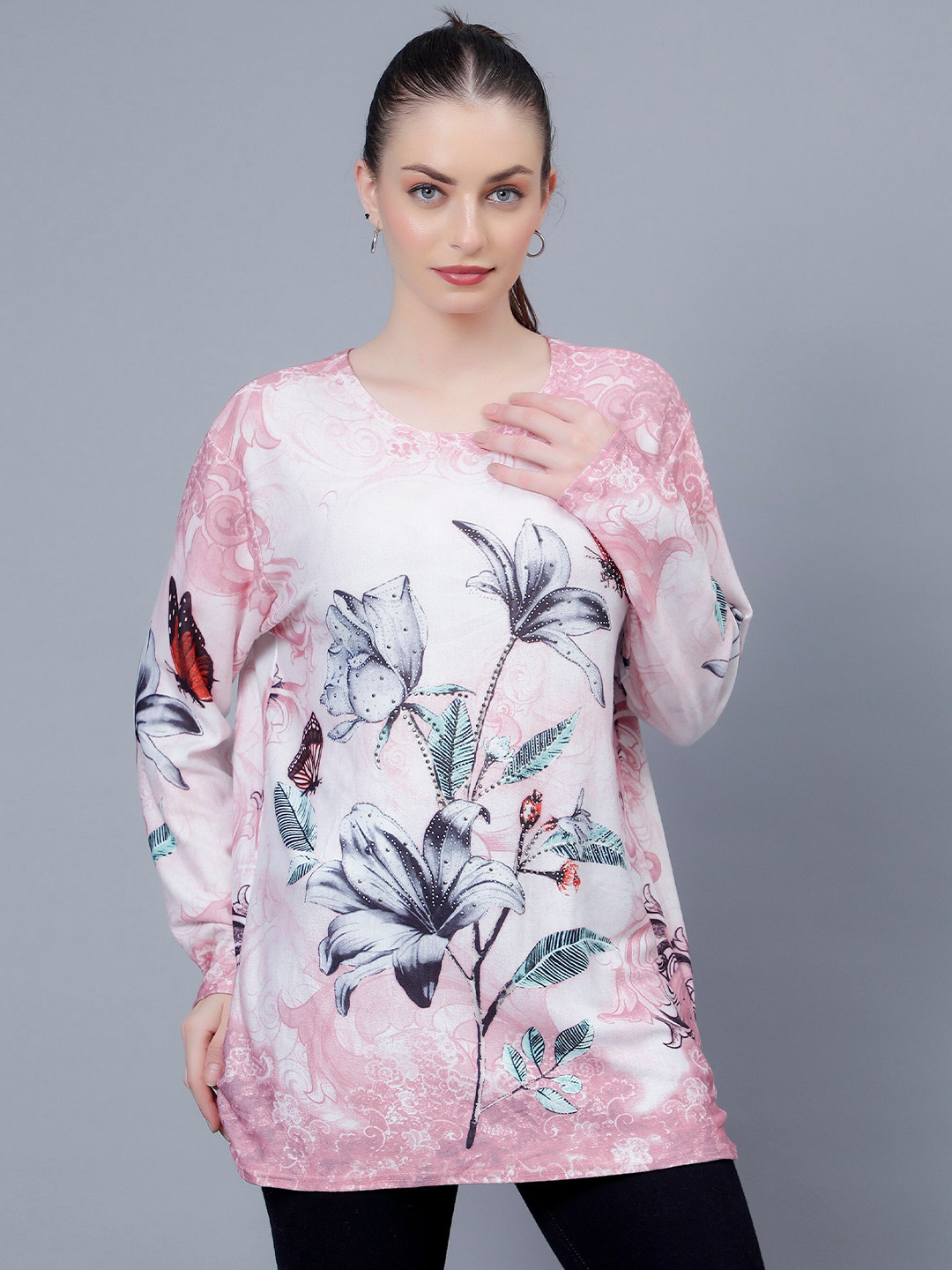 

Steele Graphic Printed Pure Cotton Casual Top, Peach