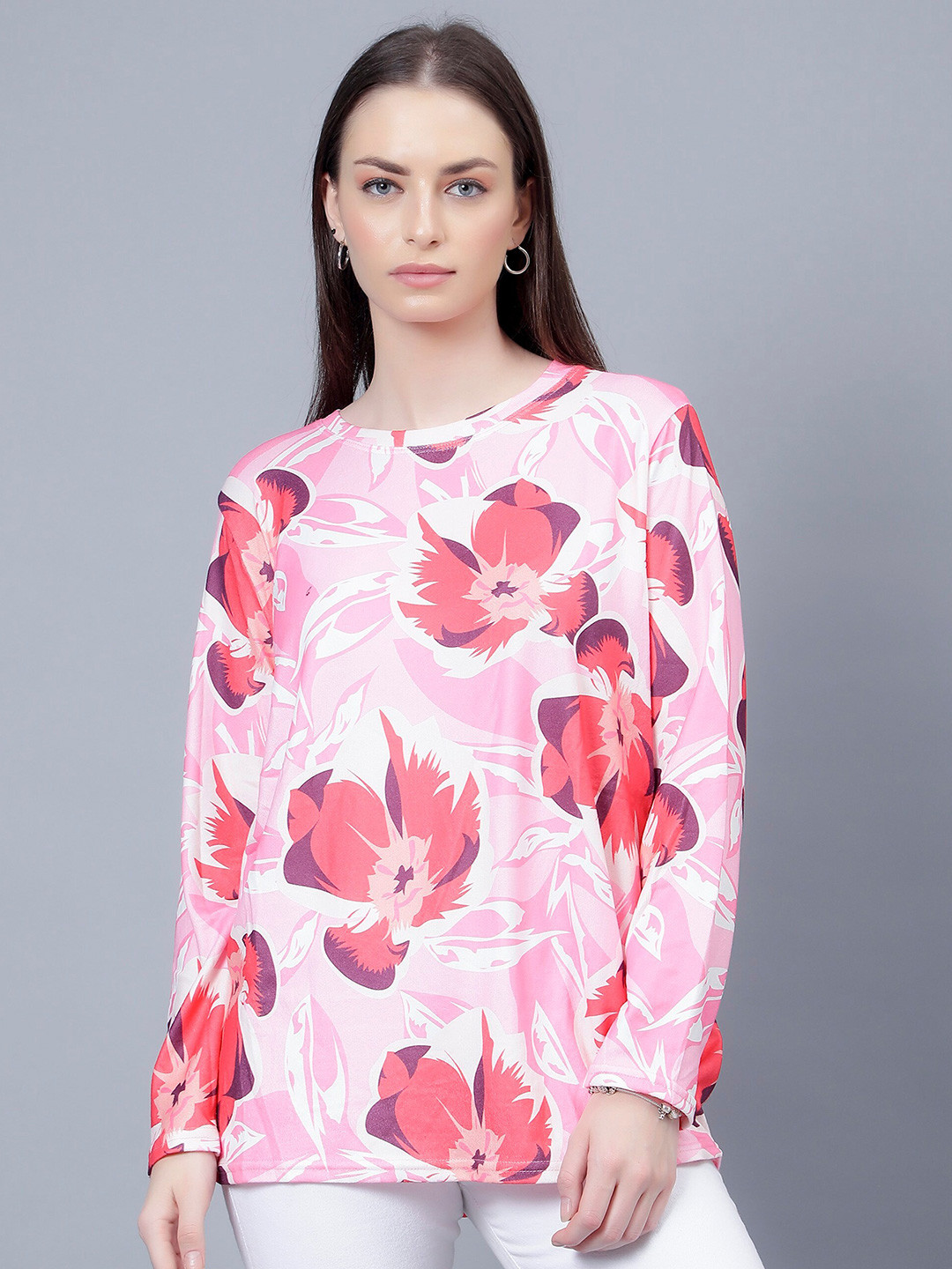 

Steele Floral Printed Pure Cotton Casual Top, Pink