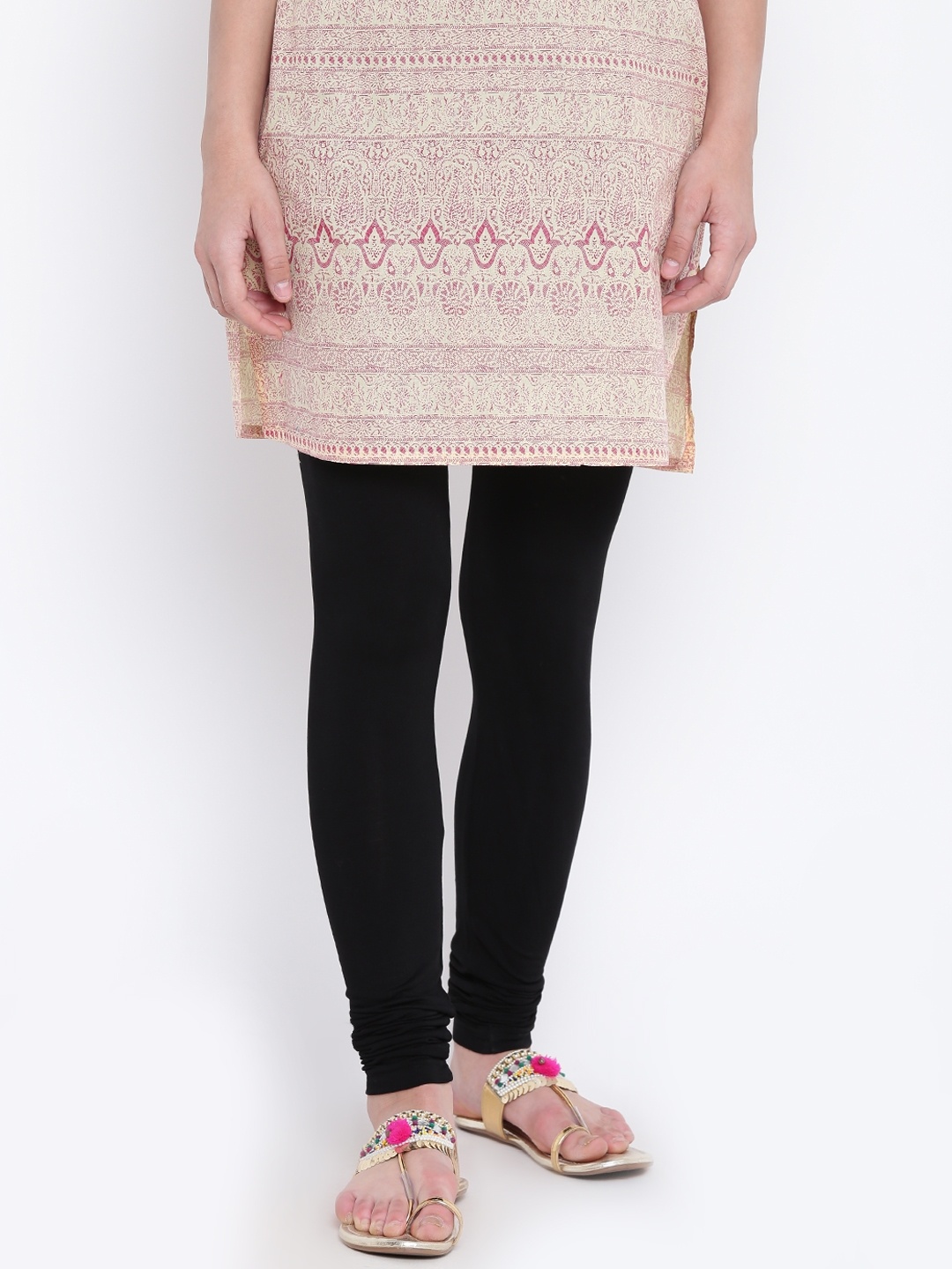 

Anahi Black Solid Churidar Leggings