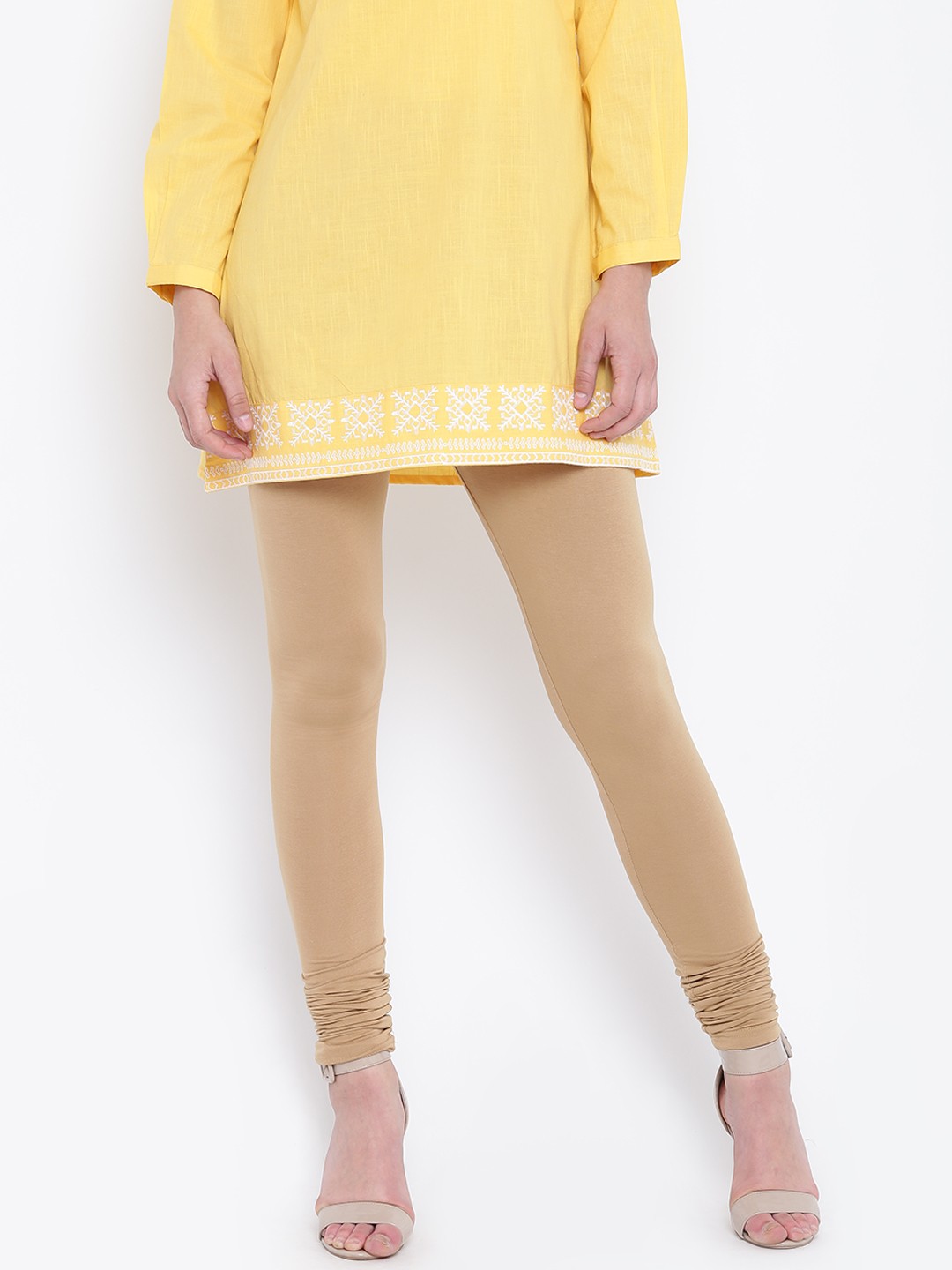 

Anahi Beige Solid Churidar Leggings
