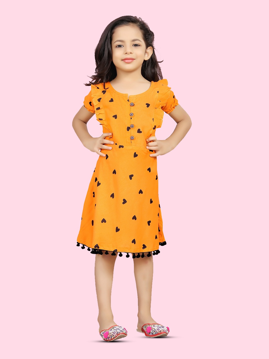 

BAESD Conversational Printed Ruffles A-Line Dress, Yellow