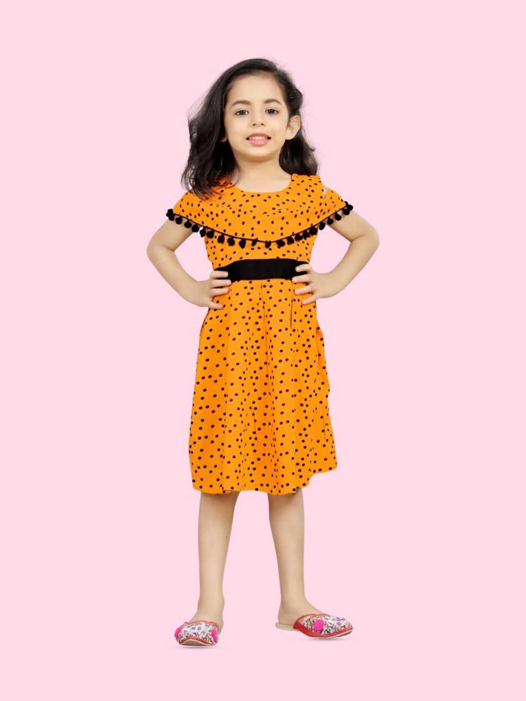 

BAESD Girls Polka Dot Print Fit & Flare Dress, Yellow