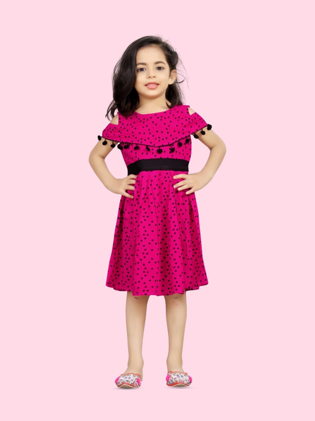 

BAESD Girls Polka Dot Print Fit & Flare Dress, Fuchsia