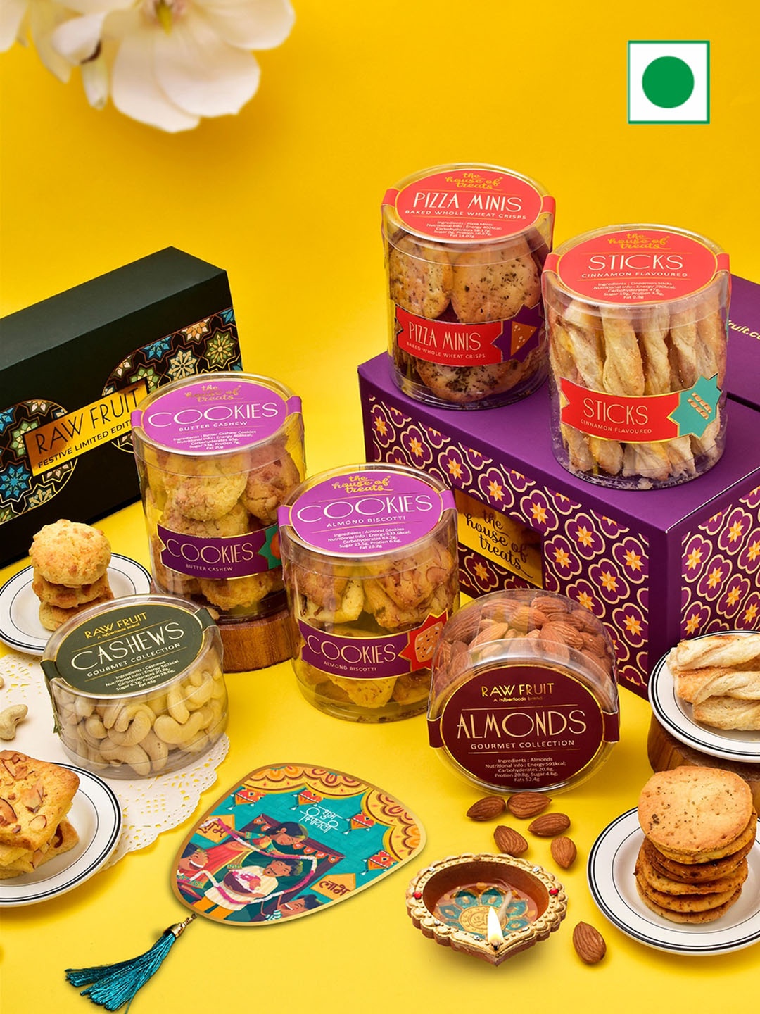 

RawFruit Dryfruit Snack Cookies Diwali Gift Pack, Purple