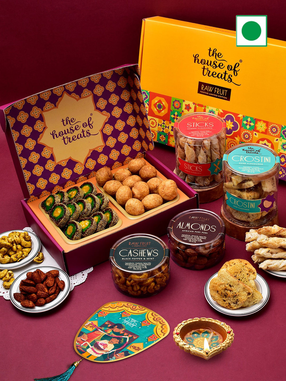 

RawFruit Set Of 6 Dryfruits Cookie Snack Diwali Gifts - 800gms, Purple