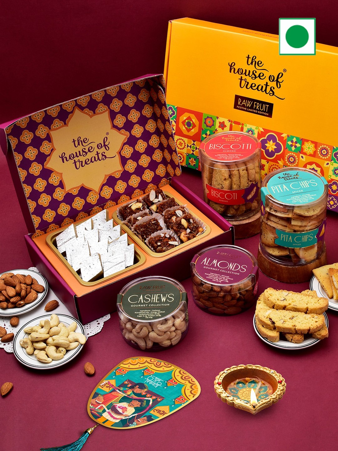 

RawFruit Cookie Snack & Dryfruits Diwali Gift Pack, Purple