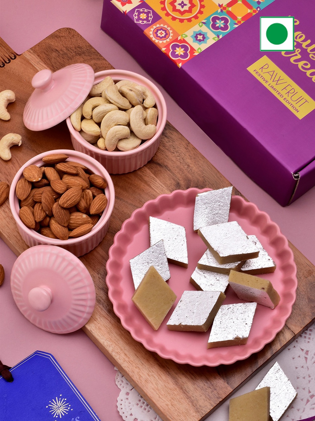 

RawFruit Sweets KajuKatli Dryfruits Diwali Gift Pack, Purple