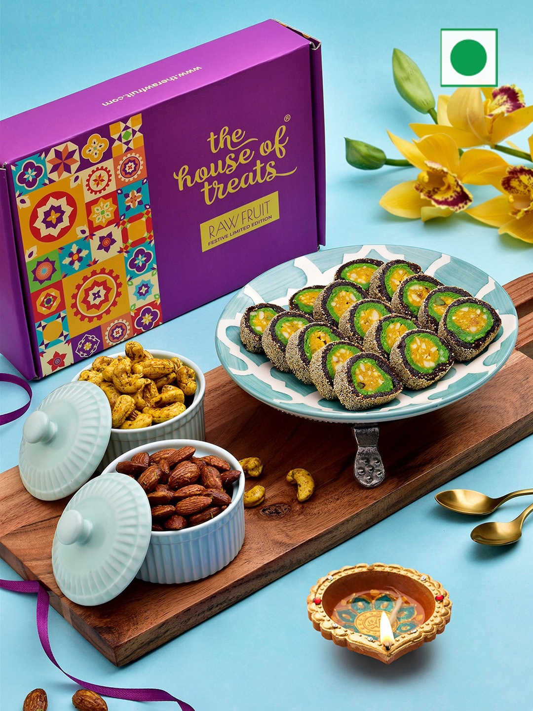

RawFruit Sweets with Roasted DryFruits Assorted Diwali Gift Pack, Purple