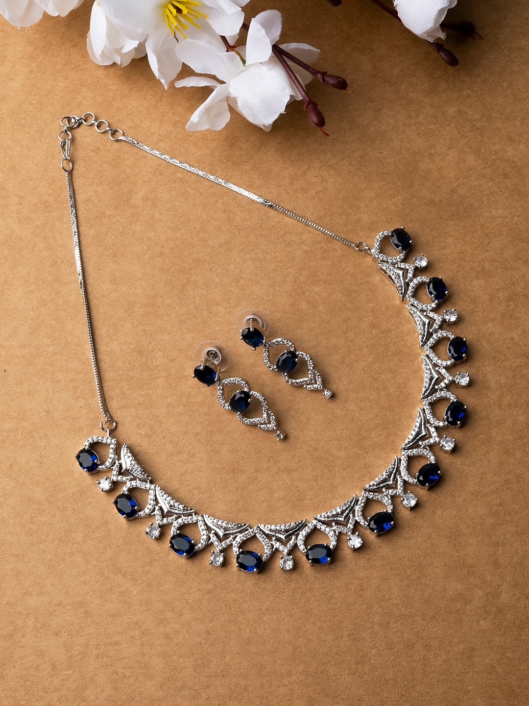 

StileAdda Silver Plated Cubic Zirconia Stone Studded Jewellery Set
