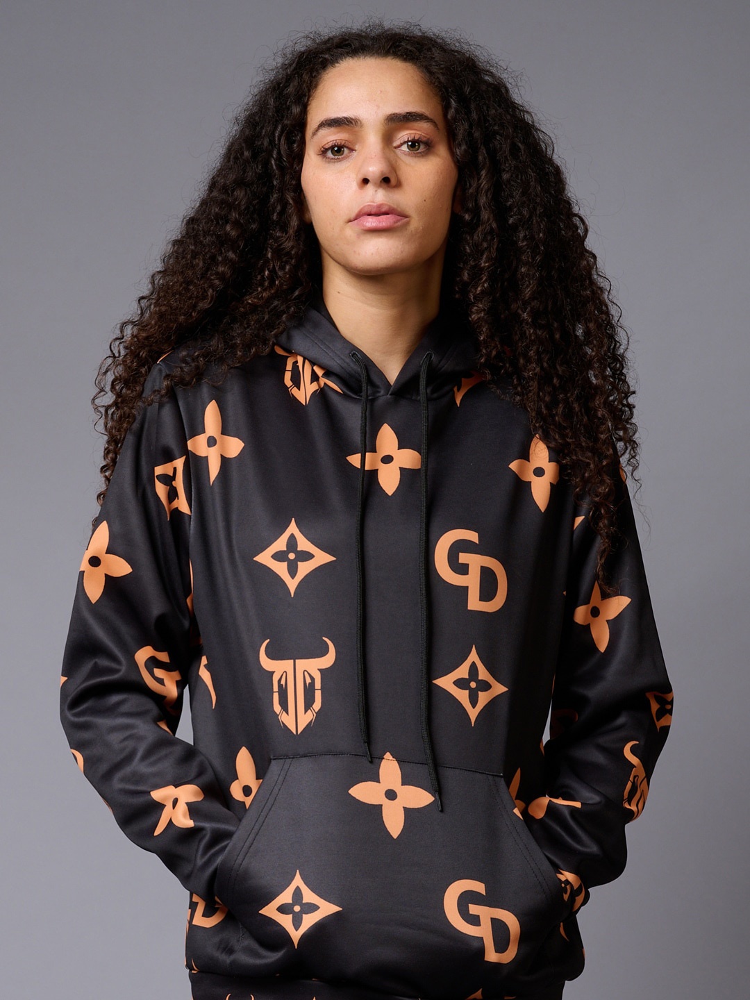 

GO DEVIL Graphic Printed Hooded Pullover, Black