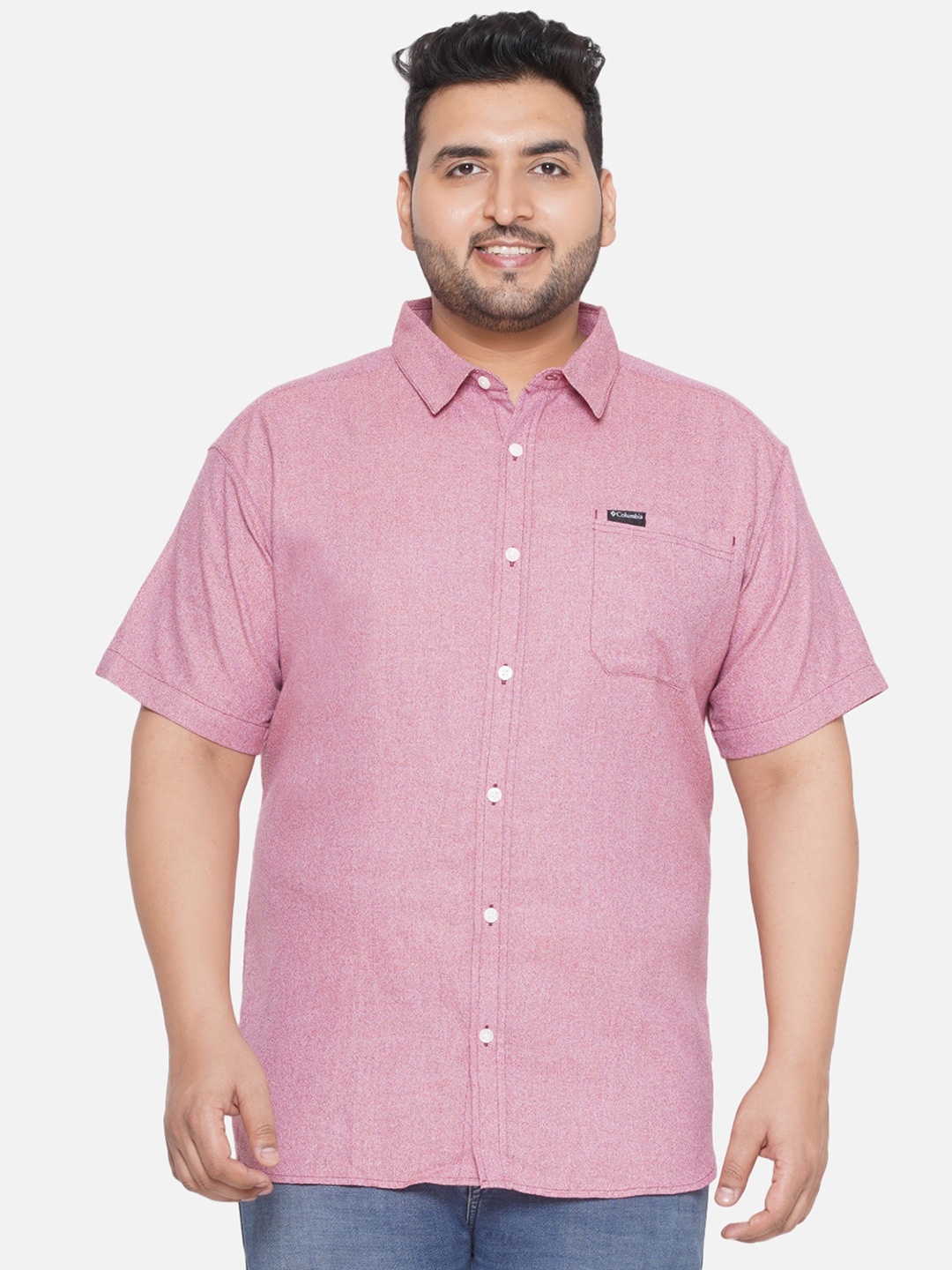 

Santonio Plus Size Classic Spread Collar Pure Cotton Casual Shirt, Pink