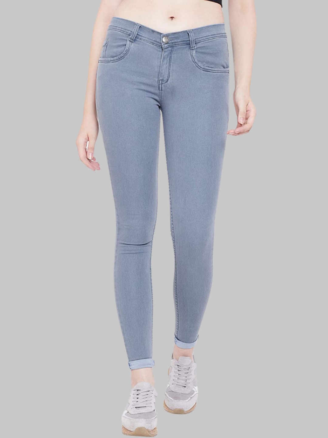 

MM-21 Women Jean Skinny Fit Clean Look Stretchable Jeans, Grey