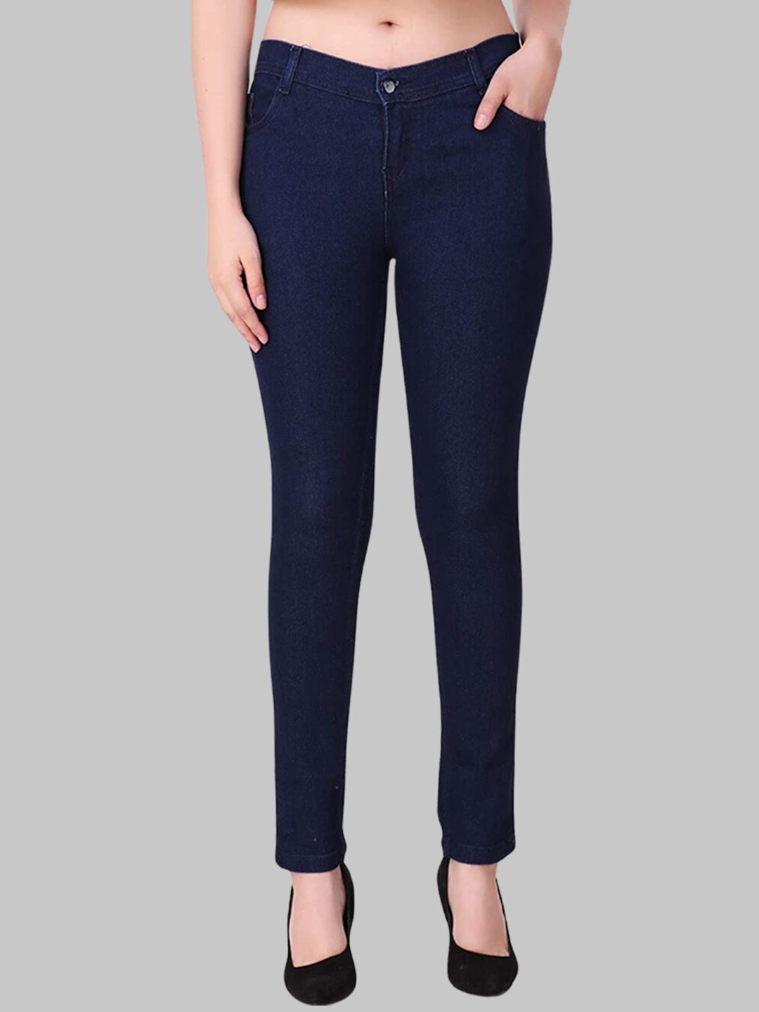 

MM-21 Women Jean Skinny Fit Clean Look Stretchable Jeans, Navy blue