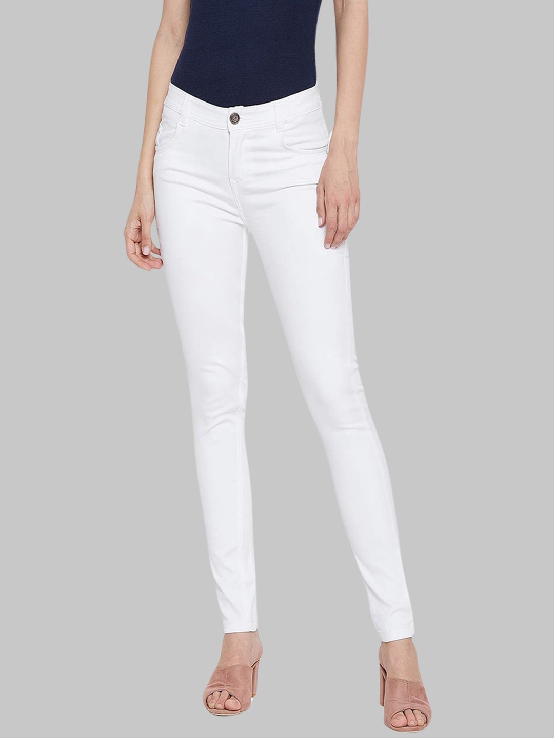 

MM-21 Women Jean Skinny Fit Clean Look Stretchable Jeans, White