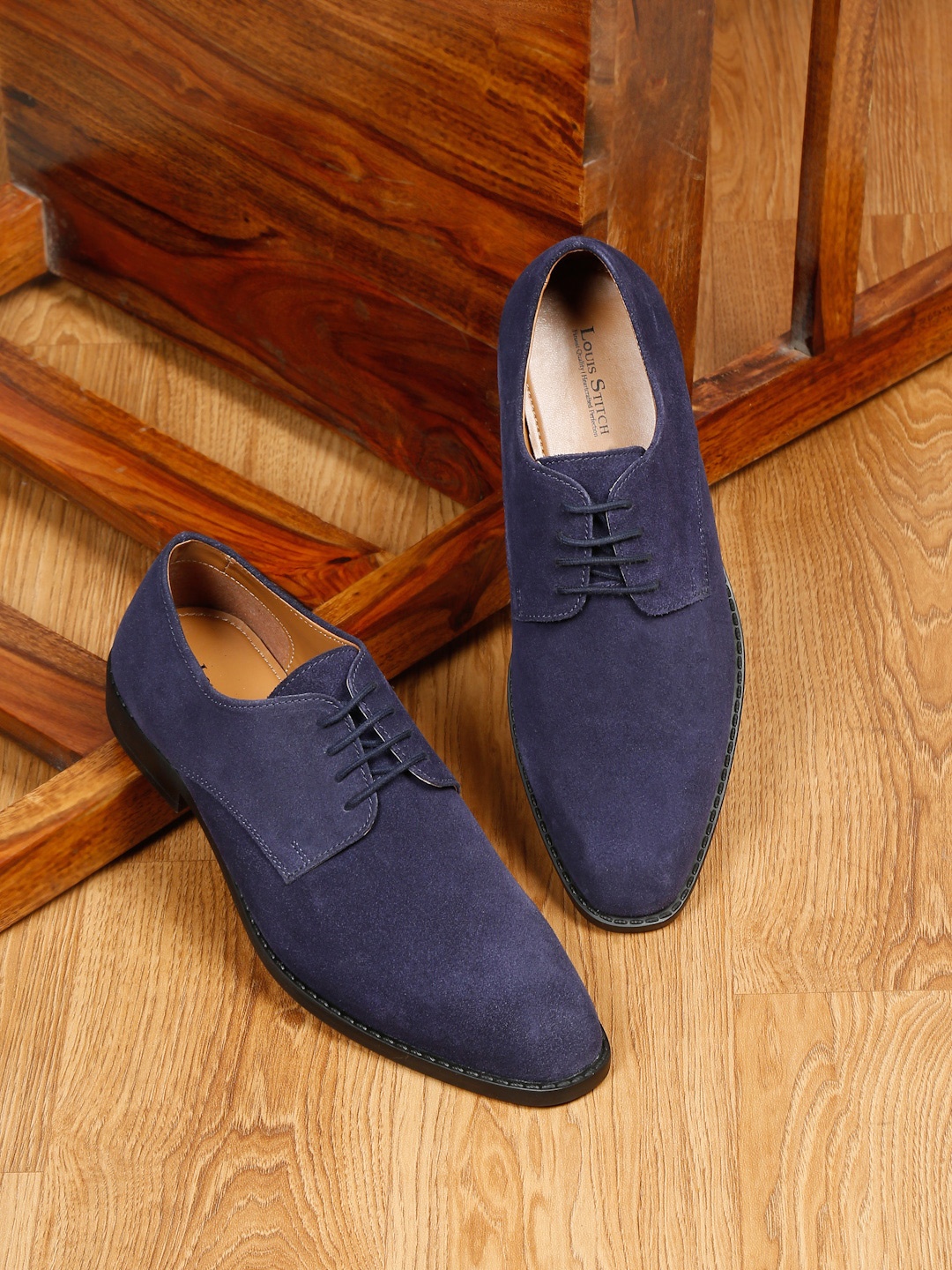 

LOUIS STITCH Men Suede Leather Lightweight Derbys, Navy blue