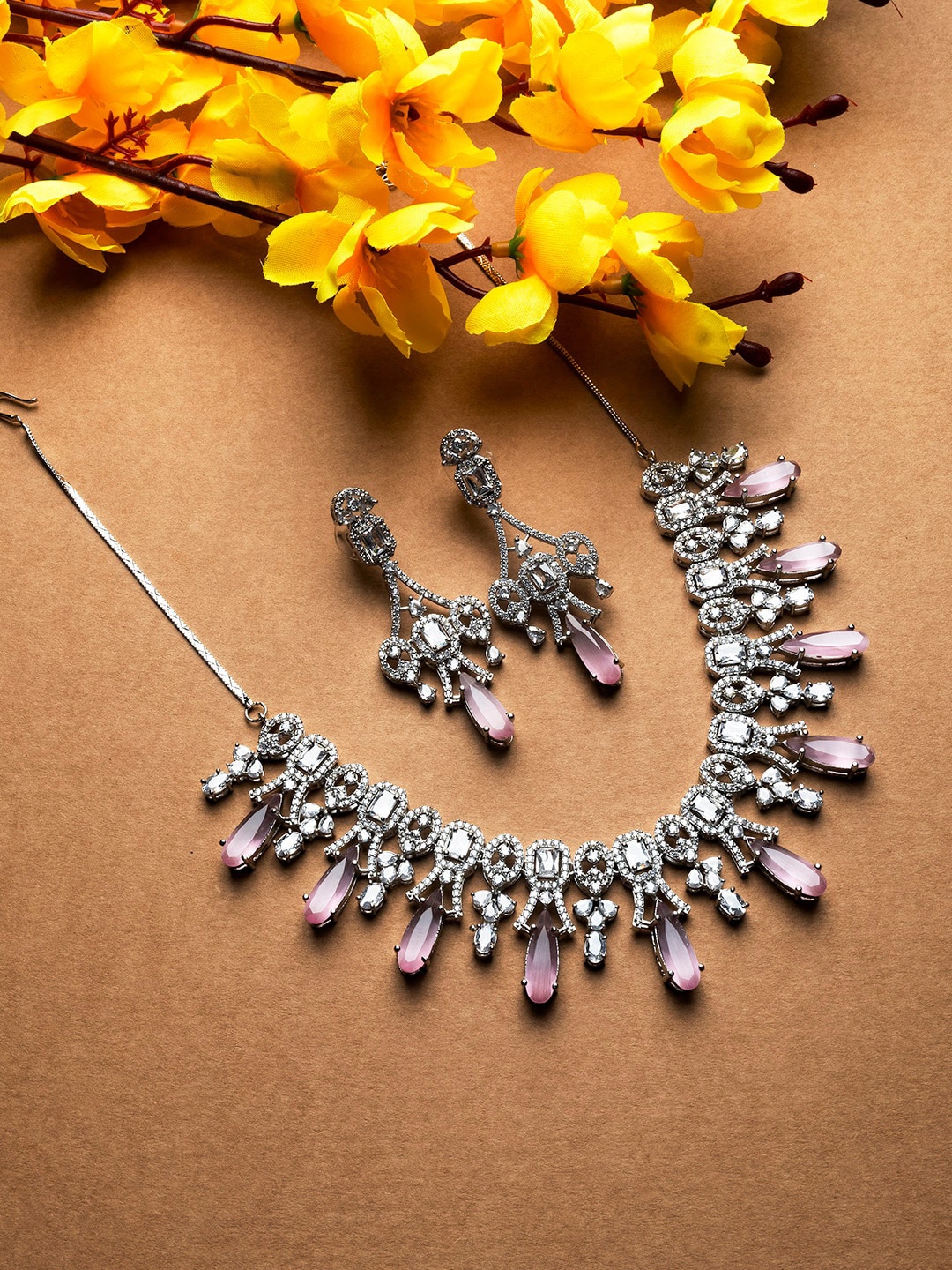 

StileAdda Silver-Plated AD Studded Jewellery Set