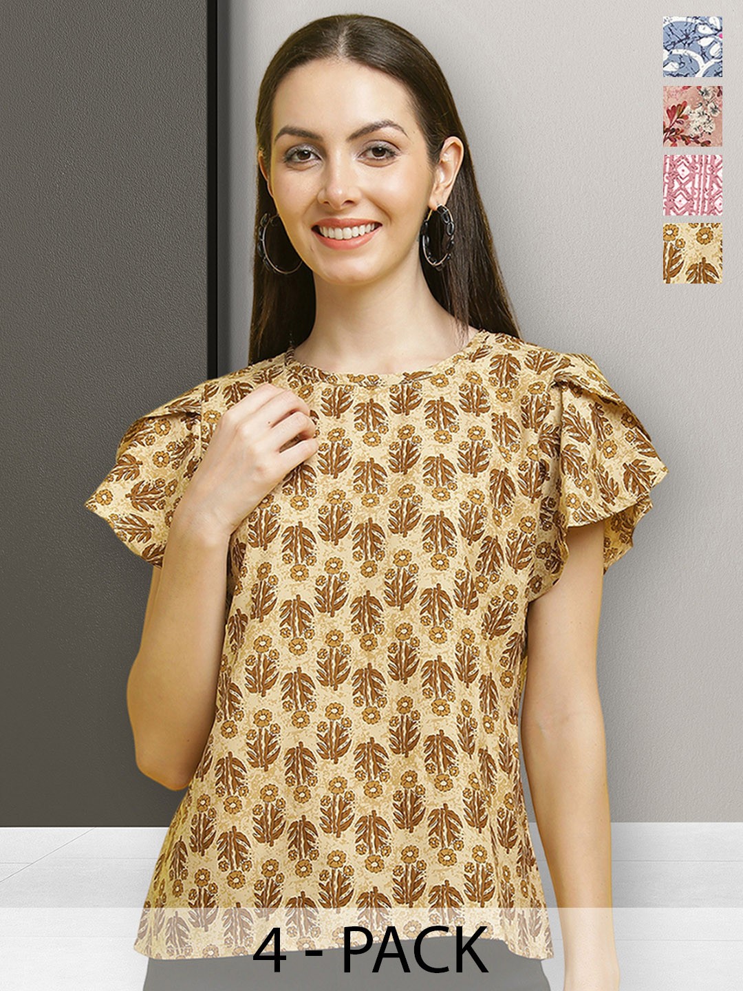 

Poshyaa Multicoloured Floral Print Crepe Empire Top, Multi