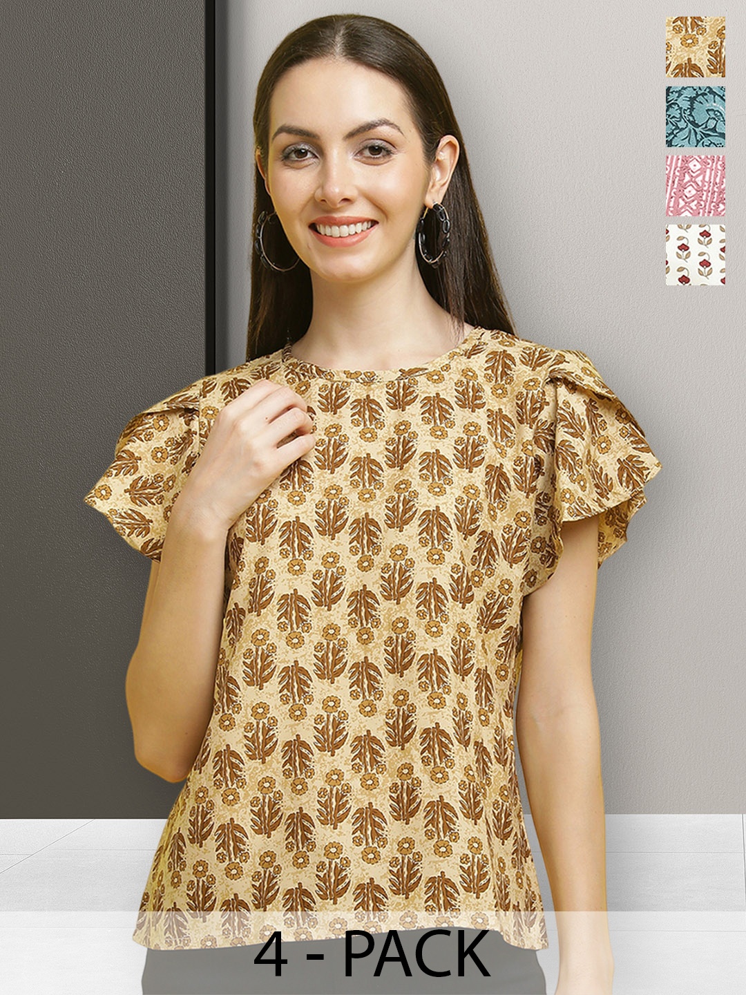 

Poshyaa Multicoloured Print Crepe Empire Top, Multi
