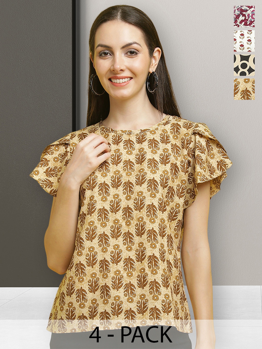 

Poshyaa Multicoloured Floral Print Crepe Top, Multi