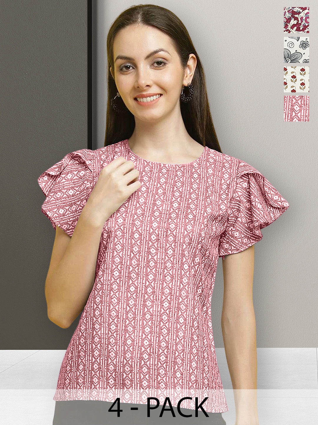 

Poshyaa Multicoloured Floral Print Crepe Top, Multi