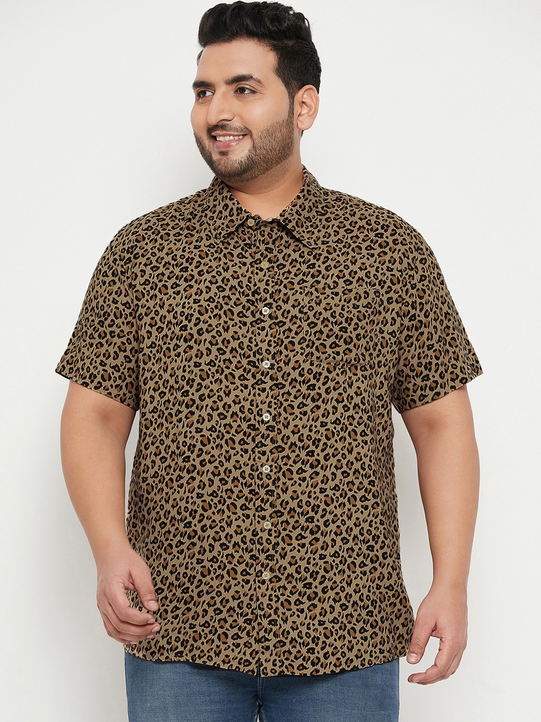 

bigbanana Plus Size Animal Printed Casual Shirt, Black