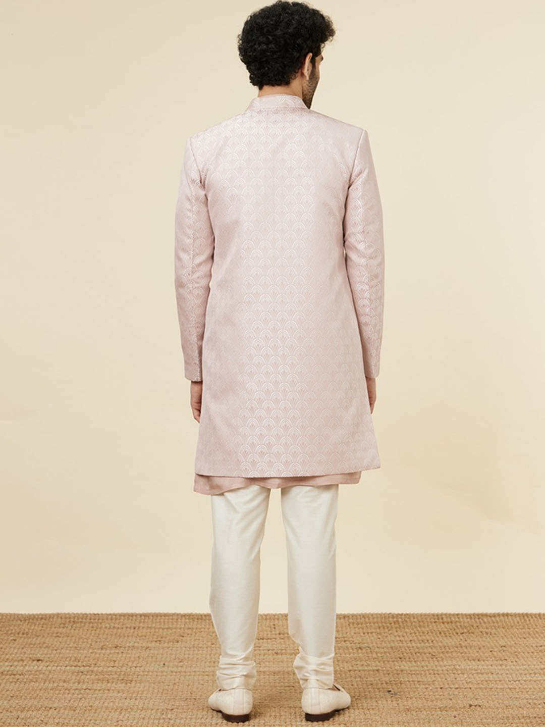 

Manyavar Self-Design Brocade Indo Western Sherwani Set, Pink