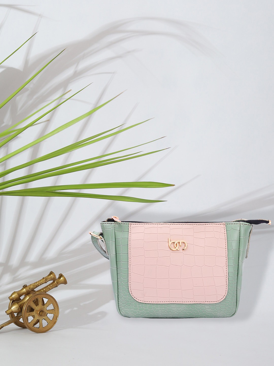 

Bagsy Malone Colourblocked PU Structured Sling Bag, Sea green