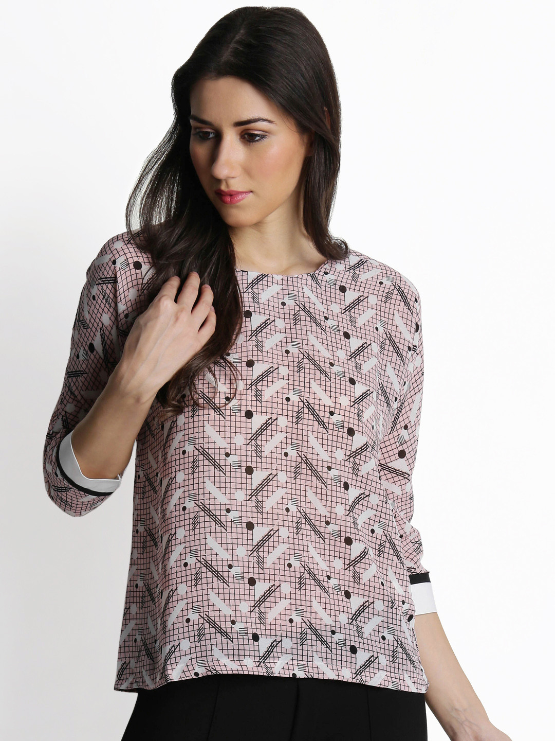 

Annabelle by Pantaloons Women Peach-Coloured Printed Top
