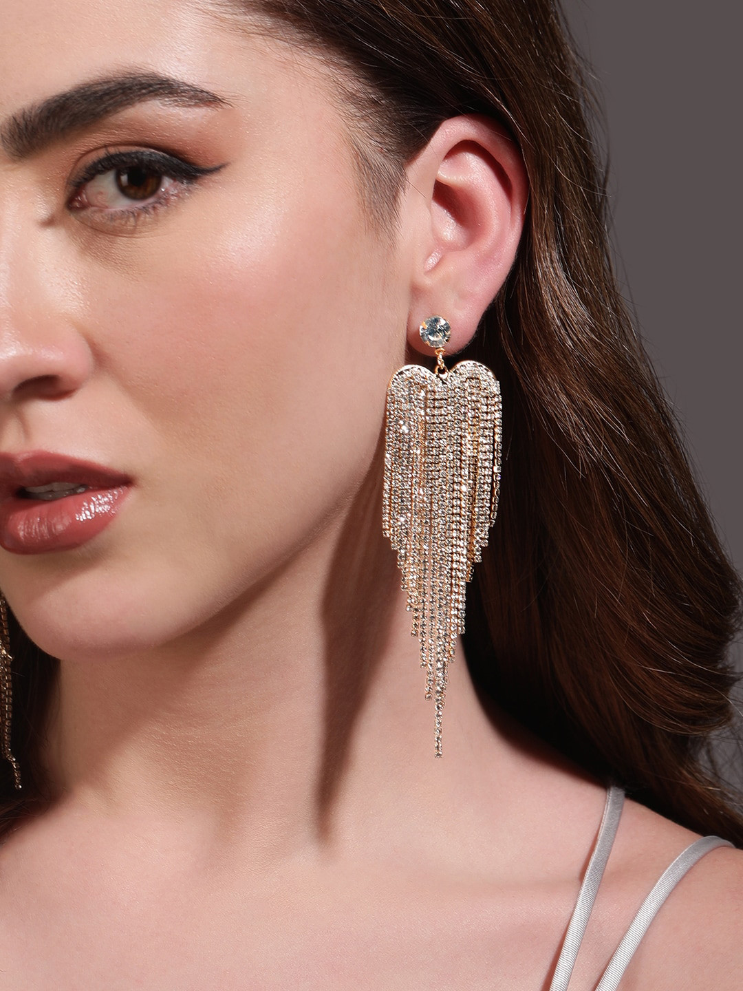 

Rubans Voguish Gold-Plated Contemporary Shaped Drop Earrings