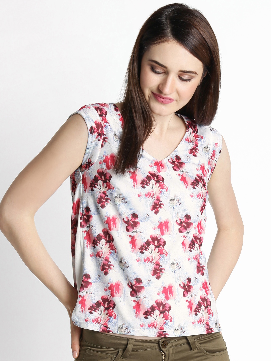 

Annabelle by Pantaloons Women White Printed A-Line Top