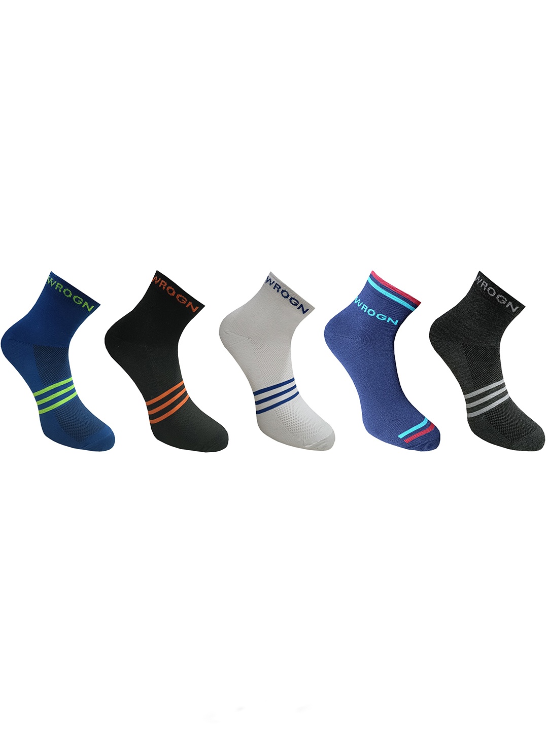 

WROGN Men Pack Of 5 Striped Cotton Socks, Black