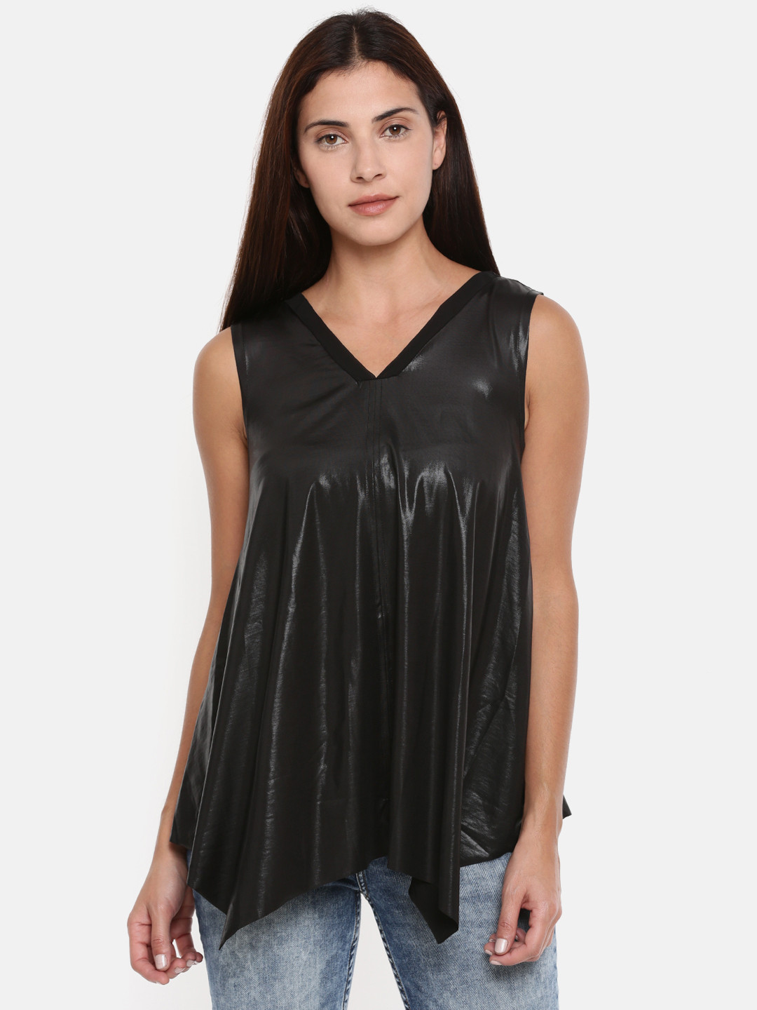 

Annabelle by Pantaloons Women Black Solid A-Line Top