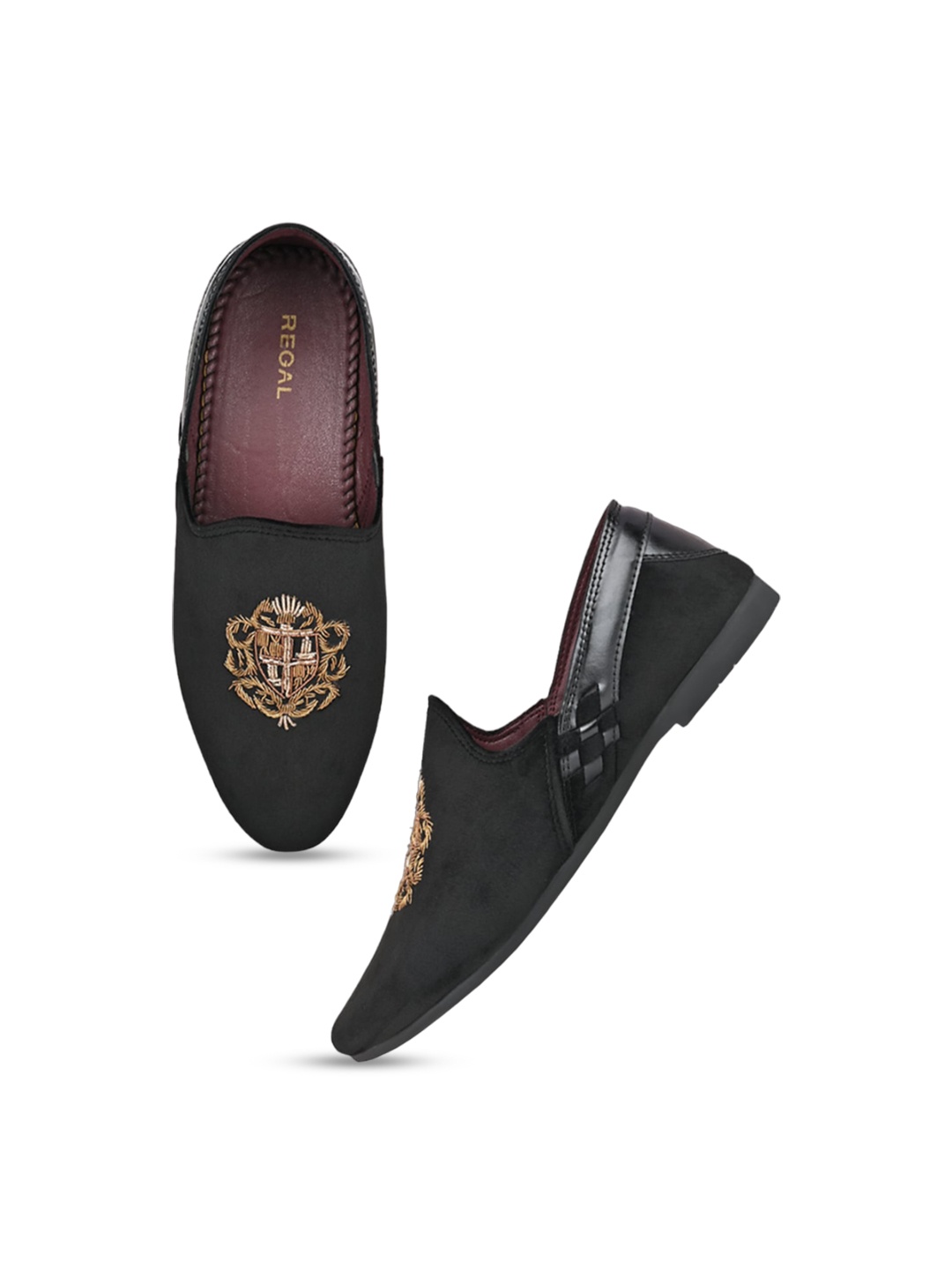 

Regal Men Embellished Velvet Formal Loafers, Black