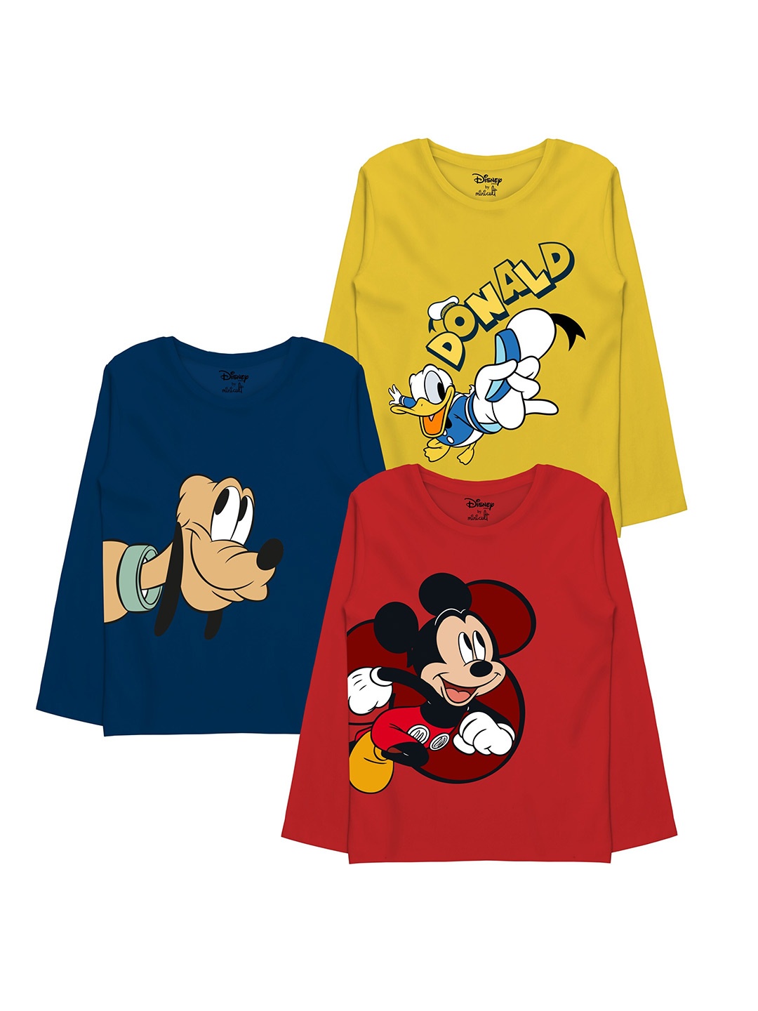 

Minicult Boys Pack Of 3 Mickey & Friends Printed Cotton T-shirts, Red