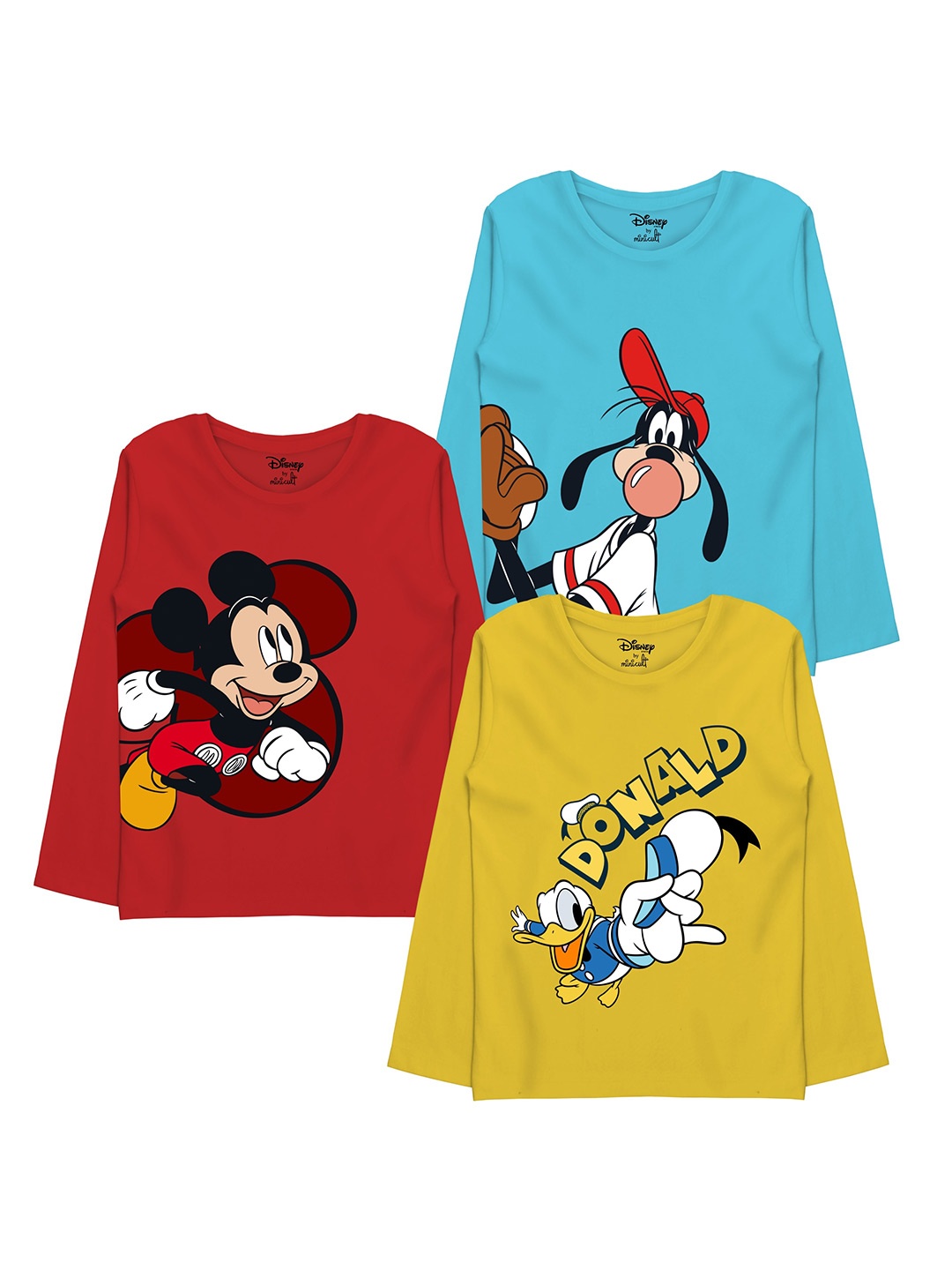 

Minicult Boys Pack Of 3 Mickey & Friends Printed Cotton T-shirts, Yellow