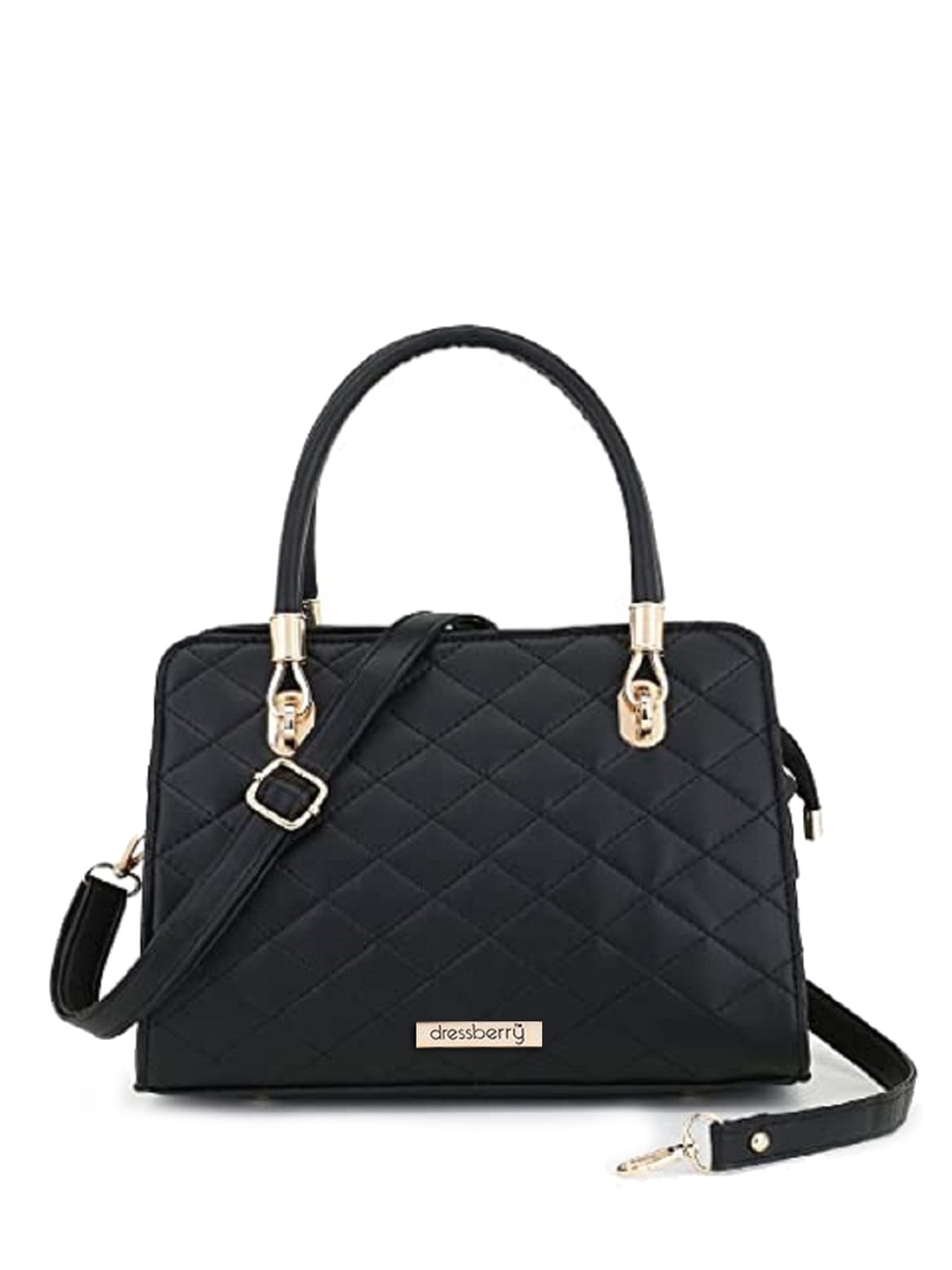 

DressBerry Textured Structured Handheld Bag with Quilted, Black