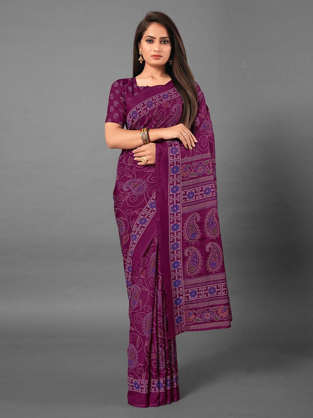 

Anouk Purple & White Floral Printed Saree