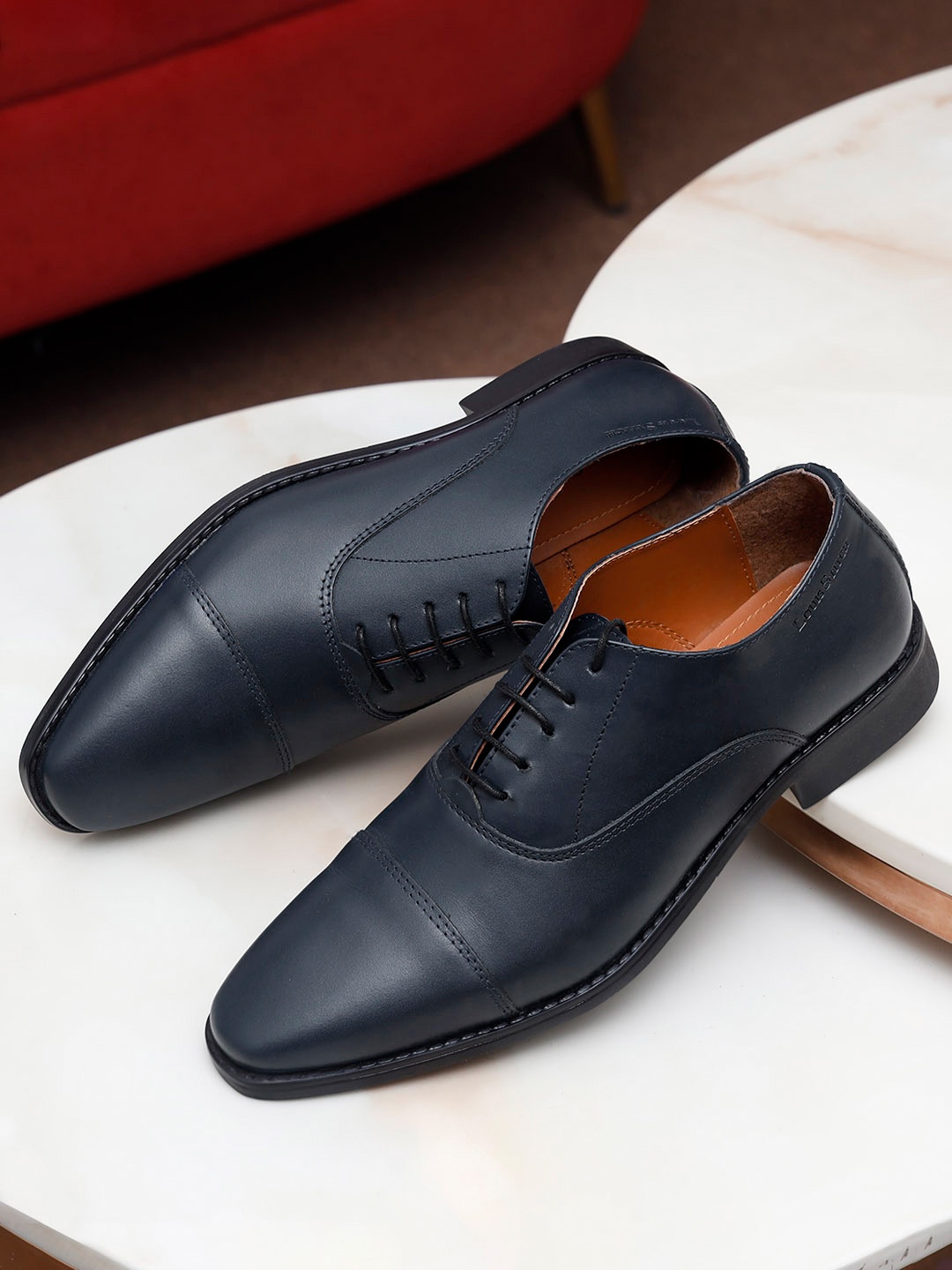 

LOUIS STITCH Men Prussian Blue Premium Italian Leather Formal Derby Shoes