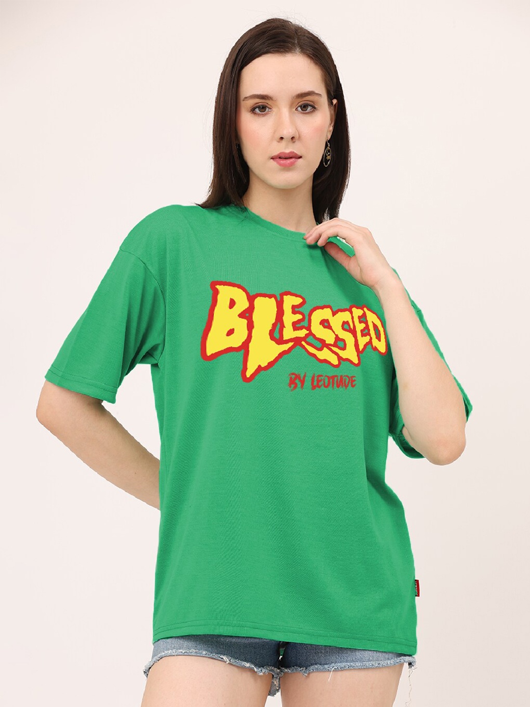 

Leotude Typography Printed Round Neck T-shirt, Green