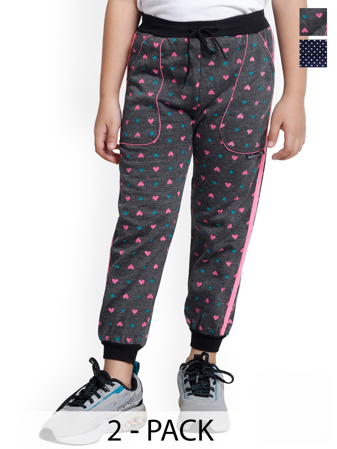 

IndiWeaves Boys Pack Of 2 Printed Fleece Joggers, Navy blue
