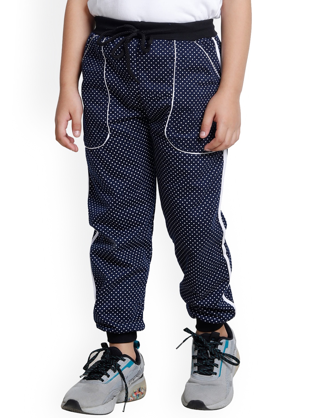 

IndiWeaves Boys Printed Fleece Joggers, Navy blue