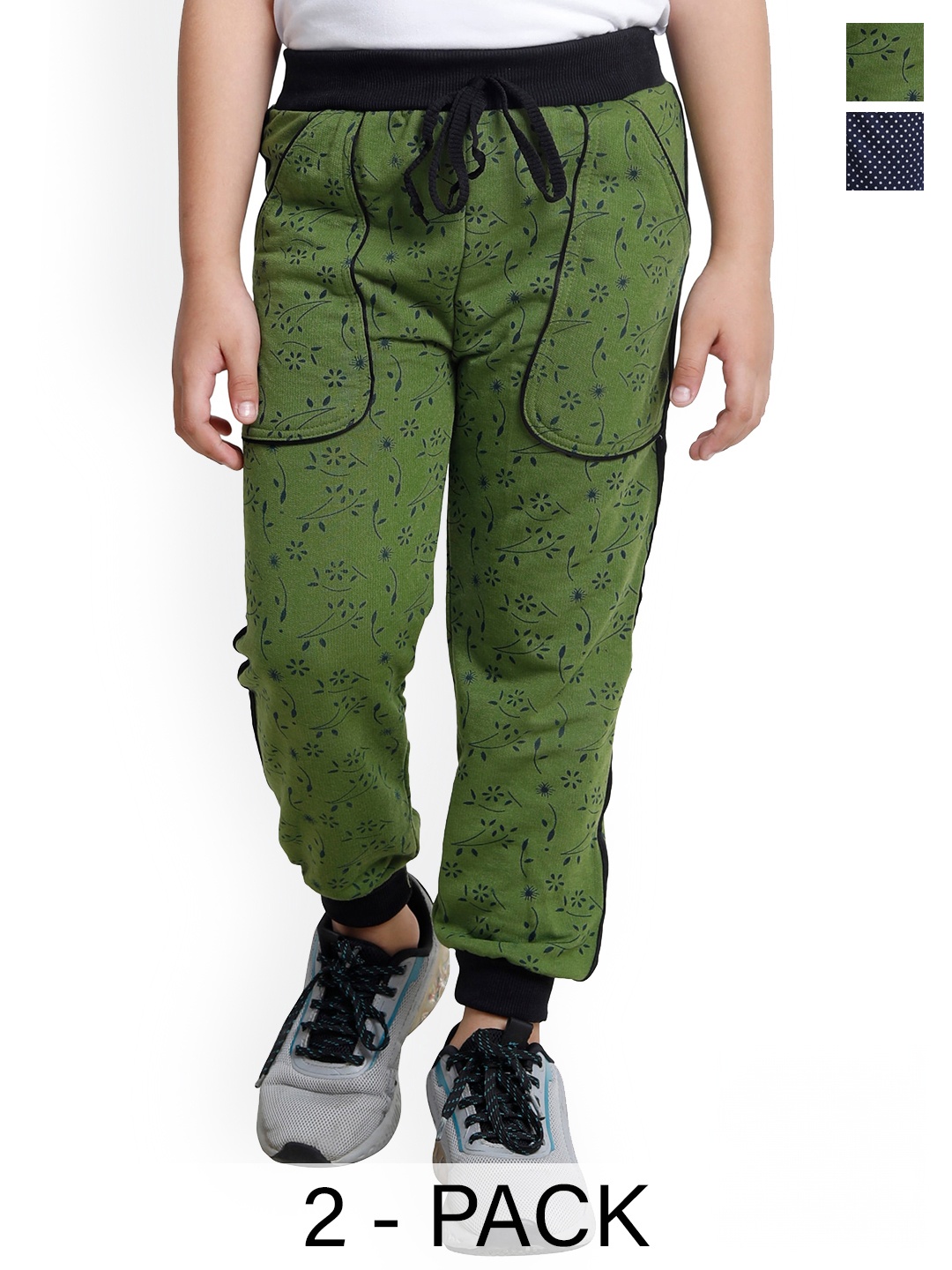 

IndiWeaves Boys Pack Of 2 Abstract Printed Fleece Joggers, Navy blue
